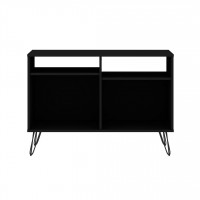 Manhattan Comfort 138GMC2 Rockefeller 39.37 TV Stand with 4 Shelves and Metal Legs in Black